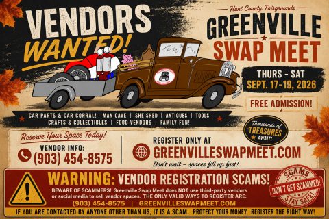 Vendor Registration Now Open for the Greenville Swap Meet – September 17-19, 2026